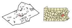 Location of Minersville in Schuylkill County, Pennsylvania.