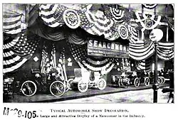 1901 Searchmont display at the Chicago Show on the cover of Automobile Topics