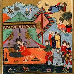 Adil Giray with Khayr al-Nisa Begum, wife of Shah Mohammad Khodabanda