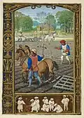 September- Ploughing, sowing and harrowing; and playing with marbles and stilts