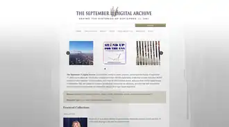 A mostly white homepage, with the text "September 11 Digital Archive" at the top