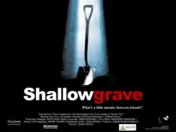 A shaft of light and an upstanding spade stuck in the ground