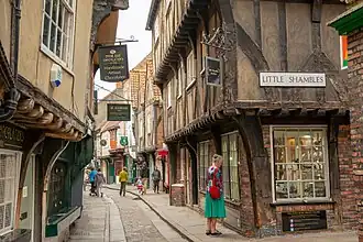 Intersection of Shambles and Little Shambles streets, York, England