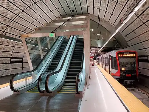 Train at Chinatown station, 2022