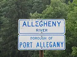Signs at the bridge where Route 155 joins Route 6