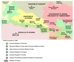 Map of the Slavonian Military Frontier in 1849