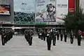 The band in a parade format