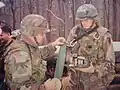 Soldiers of 9th Engineer Battalion preparing explosive charges in Bosnia Zone of Separation 1996.