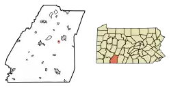 Location of Shanksville in Somerset County, Pennsylvania.