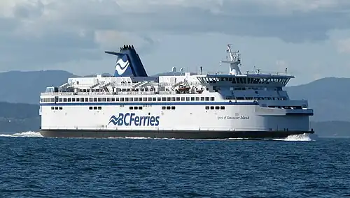 MV&nbsp;Spirit of Vancouver Island en route to Tsawwassen from Swartz Bay. Route 1 is BC Ferries busiest route.