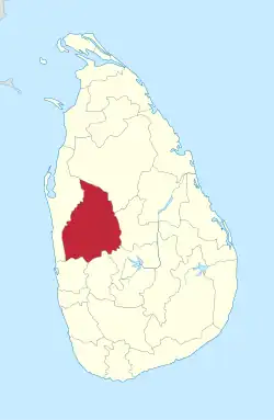 Map of Sri Lanka with Kurunegala District highlighted