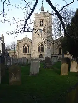 St Nicholas, Chiswick, rebuilt 1882–1884, with early 15th-century tower
