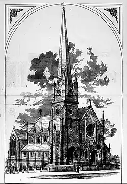 Skinner's 1894 perspective of the third St Paul's building, with planned steeple.