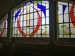 The Stained glass windows as seen from the interior FoB of the station.
