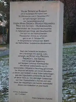 Rectangular monument with details of ownership of the land on which the battle occurred.