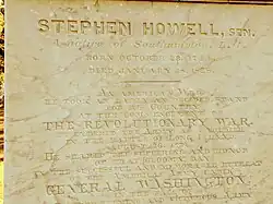 Stephen Howell's grave western side inscription