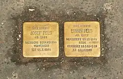 Stolpersteine commemorating Jewish residents, here at Goetheplatz