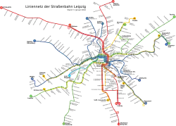 Map of Leipzig tramway network, November 2021