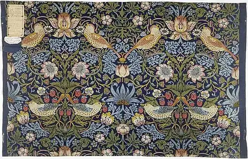 Strawberry Thief, furnishing fabric, designed Morris, 1883