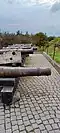 Side view of the Styrbiskop six-strong gun battery