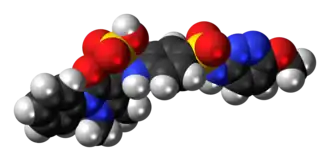 Space-filling model of the sulfamazone molecule