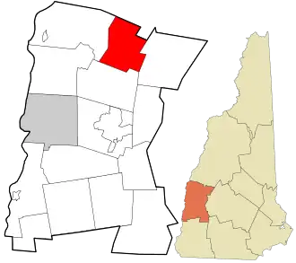 Location in Sullivan County and the state of New Hampshire