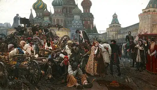 Execution of streltsy by Tsar Peter&nbsp;I (to the right on a horse) in Red Square, 1698 (painted 1881)