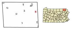 Location of Thompson in Susquehanna County, Pennsylvania.