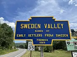 Keystone marker in Sweden Valley, a community within the township
