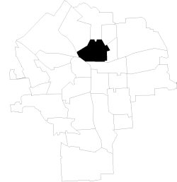 A map of Syracuse showing the area of Near Northeast highlighted in black