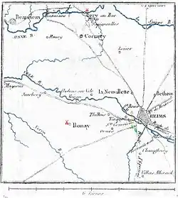 Old map shows the Reims and Berry-au-Bac area.