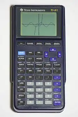 TI-81, c. 1990, the first graphing calculator made by Texas Instruments