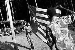 Image 44West Papuan separatists raising the Morning-Star flag in the jungles of Papua, 1971 (from Western New Guinea)