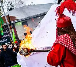 A man acting as Umar ibn Sa'ad whose army set fire to Imam Hussain's family tents, Iran