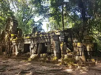 View of the House of Fire at the Ta Prohm temple in Siem Reap, Cambodia.