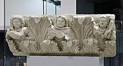 Greco-Buddhist frieze showing musicians, in the style of Gandhara.