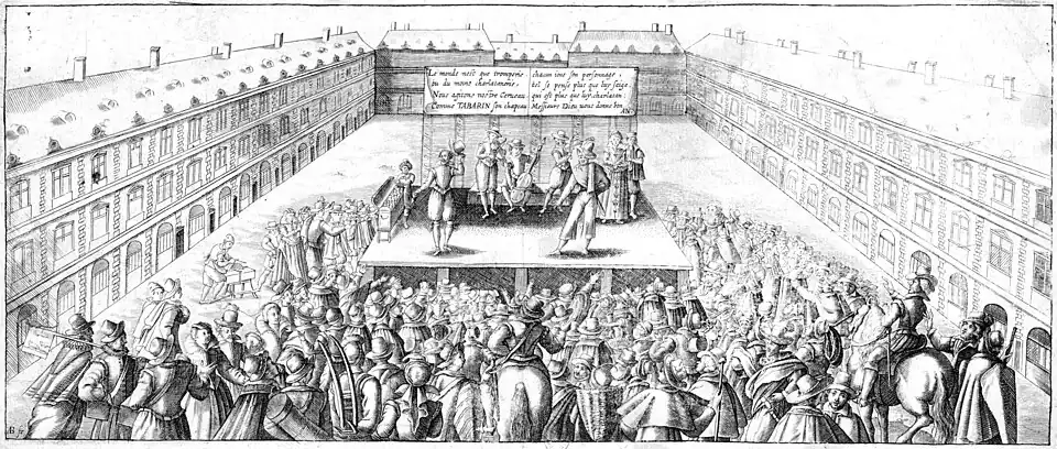 Street theatre of Tabarin, engraved by Abraham Bosse