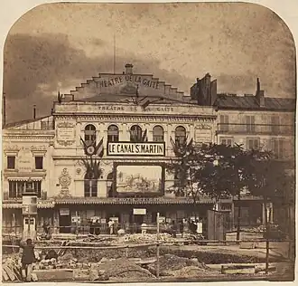 The Théâtre de la Gaîté, located on the Boulevard du Crime until 1862, showed popular programs of vaudeville and melodrama.