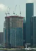 Construction progress on The Sail@Marina Bay, as of 29 June 2007.