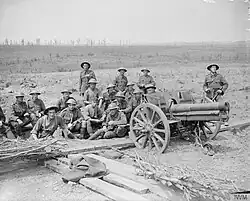 A 7.7&nbsp;cm Nahkampfkanone captured during the Battle of Messines.