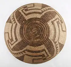 Image 2This ornate grain basket by Akimel O'odham dates from the early 20th century, showing the Native American dimension to the state's culture (from History of Arizona)