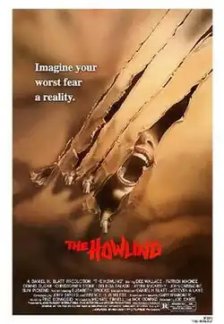 A woman screams from behind a sheet as a clawed hand rips through it.