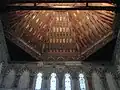 The building's wooden artesonado ceiling