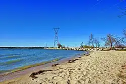 The view of The Narrows from the beach