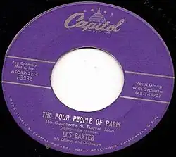 "The Poor People of Paris" by Les Baxter & His Orchestra on Capitol 3336
