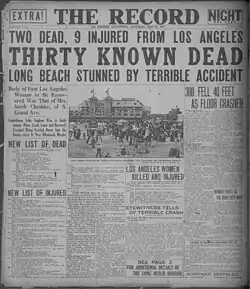 Los Angeles Evening Record front page