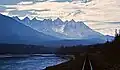 Seven Sisters Peaks seen with Orion Peak (furthermost right), and Skeena River