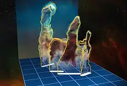 Image 53Three-dimensional structure in Pillars of Creation. (from Interstellar medium)