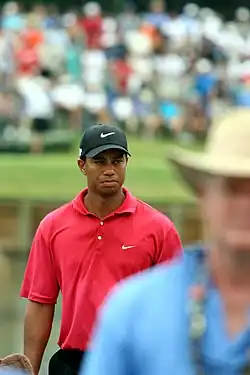 Tiger Woods at the 17th hole in the 2007 Players Championship.