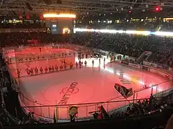 Interior view of an ice hockey arena
